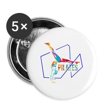 Sanfte Pilates Trainingseinheit - Buttons groß 56 mm (5er Pack) - Weiß - Vorne