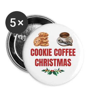 Cookie Coffee Christmas Eve - Buttons large 2.2''/56 mm (5-pack) - white - Front