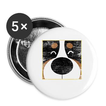 Stolzer Berner Sennenhund Alpenhirt - Buttons groß 56 mm (5er Pack) - Weiß - Vorne