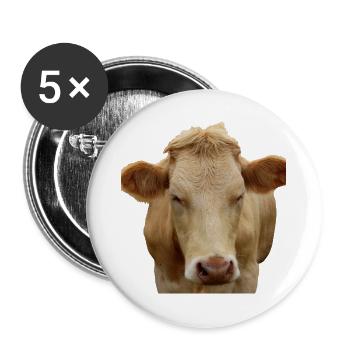 Kuh Kuhkopf Geschenk Bauern Landwirte - Buttons groß 56 mm (5er Pack) - Weiß - Vorne