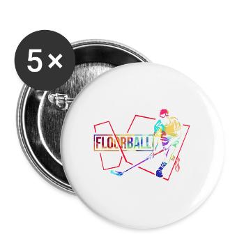 Reaktionsschneller Floorball Torwart - Buttons groß 56 mm (5er Pack) - Weiß - Vorne