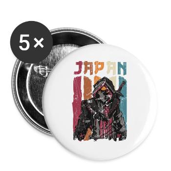 Japan Samurai Ninja Krieger - Buttons groß 56 mm (5er Pack) - Weiß - Vorne
