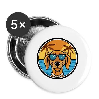 Jugoslawischer Windhund Hunderasse Cartoon Sonnenbrille Strand - Buttons groß 56 mm (5er Pack) - Weiß - Vorne