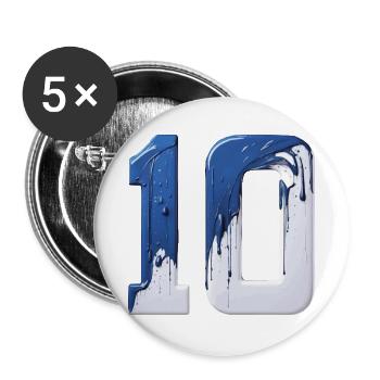 NON. 10 NUMÉRO 10 BLEU BLANC 10E ANNIVERSAIRE - Lot de 5 grands badges (56 mm) - blanc - Devant