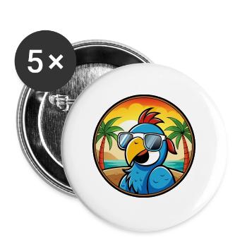 Papagei Lustige Cartoon Sommer Strand Sonnenbrille Cool - Buttons groß 56 mm (5er Pack) - Weiß - Vorne