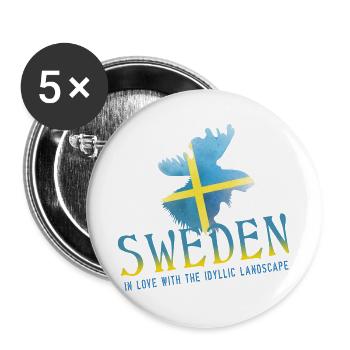 Sweden Sverige Schweden - Buttons groß 56 mm (5er Pack) - Weiß - Vorne