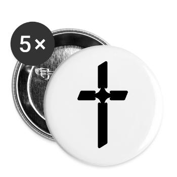 Kreuz Christentum - Buttons groß 56 mm (5er Pack) - Weiß - Vorne