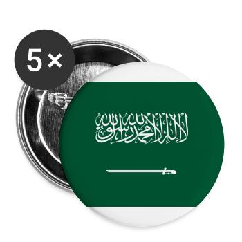 Saudi-Arabien – Flagge mit Kalligraphie und Säbel - Buttons groß 56 mm (5er Pack) - Weiß - Vorne