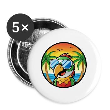 Papagei Lustige Cartoon Sommer Strand Sonnenbrille Cool - Buttons groß 56 mm (5er Pack) - Weiß - Vorne