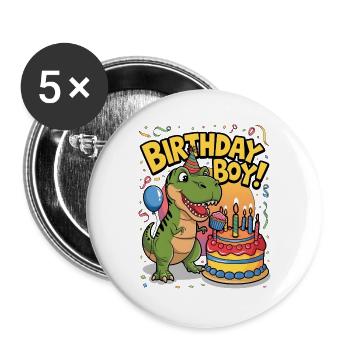 Birthday Boy - Buttons large 2.2''/56 mm (5-pack) - white - Front