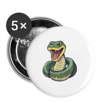 Anaconda Niedliche Glückliche Kawaii Cartoon Clipart Tier - Buttons groß 56 mm (5er Pack) - Weiß - Vorne