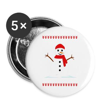 Schneemann Winter Weihnachten - Buttons groß 56 mm (5er Pack) - Weiß - Vorne