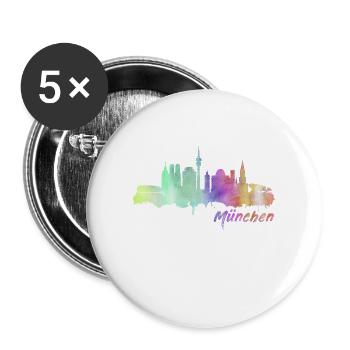München - Buttons groß 56 mm (5er Pack) - Weiß - Vorne