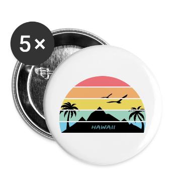 Hawaii Sonnenuntergang Silhouette Souvenir Palmen - Buttons groß 56 mm (5er Pack) - Weiß - Vorne