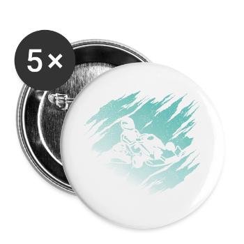 Gokart Go Kart Kartfahrer Motorsport Go-Kart - Buttons groß 56 mm (5er Pack) - Weiß - Vorne