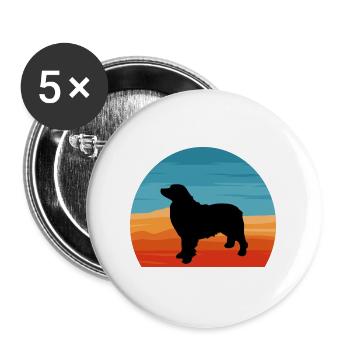 Berner Laufhund Hundeliebe Silhouette Vintage Sonnenuntergang - Buttons groß 56 mm (5er Pack) - Weiß - Vorne