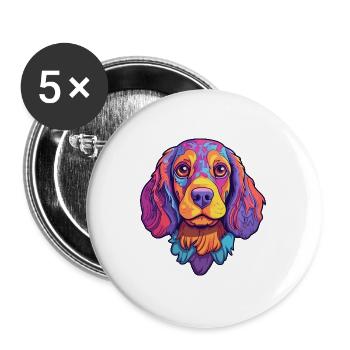 Portugiesischer Wachhund Rasse Cartoon Kawaii Illus - Buttons groß 56 mm (5er Pack) - Weiß - Vorne