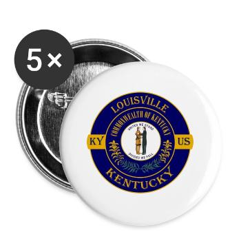 Louisville Kentucky Flagge USA Reise Souvenir Abzeichen - Buttons groß 56 mm (5er Pack) - Weiß - Vorne