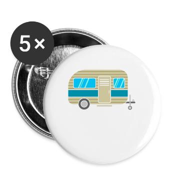 Wohnwagen - Buttons groß 56 mm (5er Pack) - Weiß - Vorne