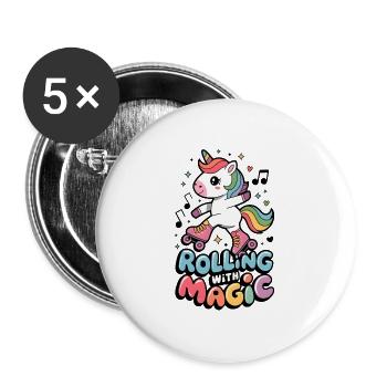 Rolling With Magic - Buttons large 2.2''/56 mm (5-pack) - white - Front