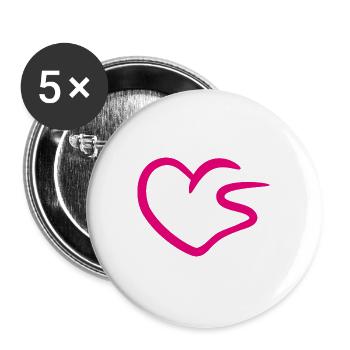 Coeur lettre S lettre initiale rose - Lot de 5 grands badges (56 mm) - blanc - Devant