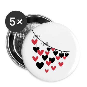 Herzgirlande Viele Herzen - Buttons groß 56 mm (5er Pack) - Weiß - Vorne