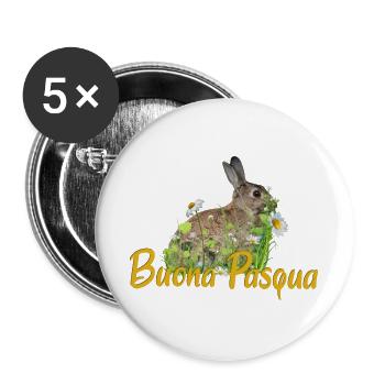 buona pasqua Frohe Ostern - Buttons groß 56 mm (5er Pack) - Weiß - Vorne