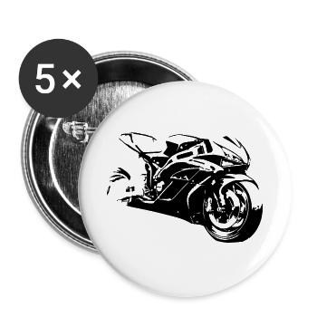 Motorradrennen - Buttons groß 56 mm (5er Pack) - Weiß - Vorne
