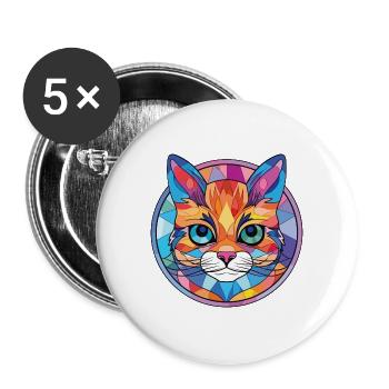 Bambino Katze Rasse Bunte Aquarell Illustration - Buttons groß 56 mm (5er Pack) - Weiß - Vorne
