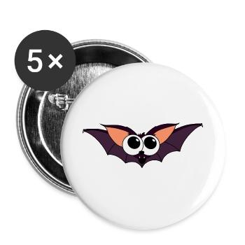 Fledermaus - Buttons groß 56 mm (5er Pack) - Weiß - Vorne