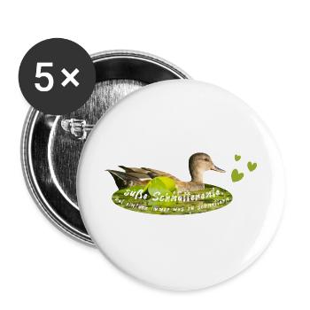 Schnatterente schnattern Quasselstrippe - Buttons groß 56 mm (5er Pack) - Weiß - Vorne