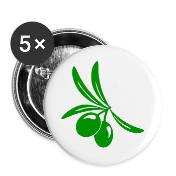 Olive Blatt Zweig - Buttons groß 56 mm (5er Pack) - Weiß - Vorne