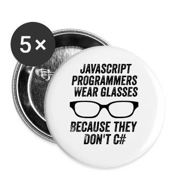 Lustige Javascript-Programmierer - Buttons groß 56 mm (5er Pack) - Weiß - Vorne