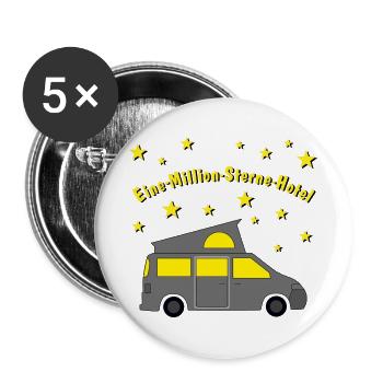 eine million sterne hotel campingbus - Buttons groß 56 mm (5er Pack) - Weiß - Vorne