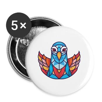 Taube Buntes Aquarell Tier Haustier Illustration - Buttons groß 56 mm (5er Pack) - Weiß - Vorne