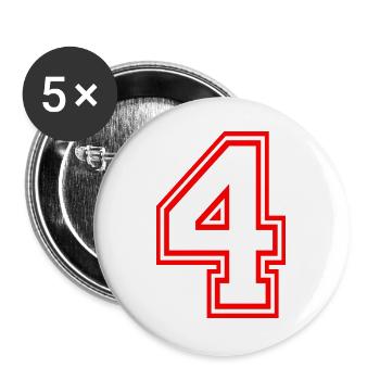NUMMER VIER NUMBER FOUR LUCKY NUMBER GLÜCKSZAHL - Buttons groß 56 mm (5er Pack) - Weiß - Vorne