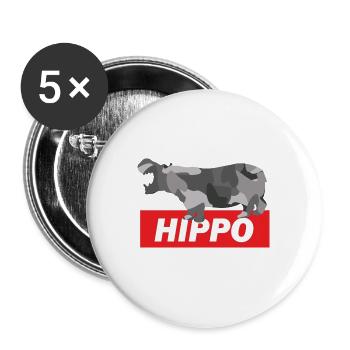 Gemütliches Flusspferd Savanne - Buttons groß 56 mm (5er Pack) - Weiß - Vorne