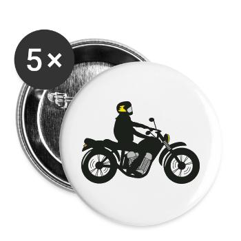 motorradfahrer - Buttons groß 56 mm (5er Pack) - Weiß - Vorne