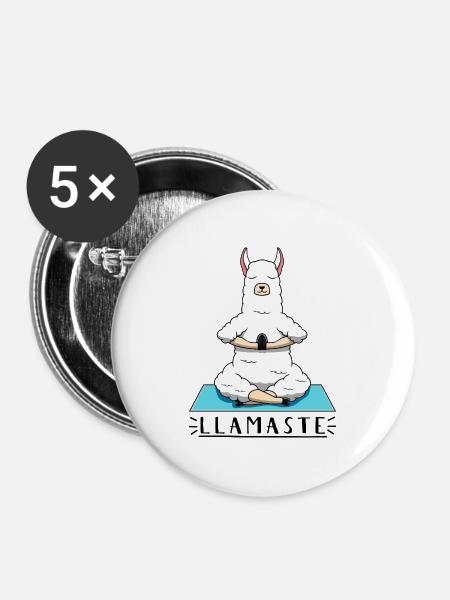 Llama Yoga - Buttons groß 56 mm (5er Pack) - Weiß