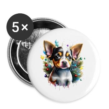 Chihuahua mit einer lebhaften und energischen Persönlichkeit - Buttons groß 56 mm (5er Pack) - Weiß - Vorne
