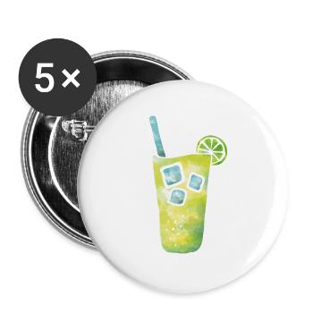 kühles Getränke mit Zitrone - Buttons groß 56 mm (5er Pack) - Weiß - Vorne