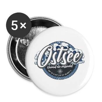 Ostsee Shirt bedruckt in top Markenqualität - Buttons groß 56 mm (5er Pack) - Weiß - Vorne