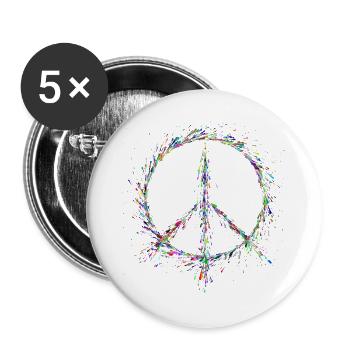 Frieden in den Farbtropfen - Buttons groß 56 mm (5er Pack) - Weiß - Vorne
