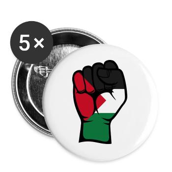 Palästina Flagge Faust Symbol - Buttons groß 56 mm (5er Pack) - Weiß - Vorne