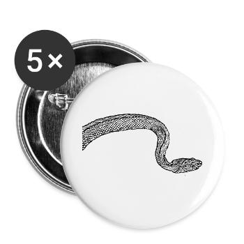 Schlange Schlangen - Buttons groß 56 mm (5er Pack) - Weiß - Vorne