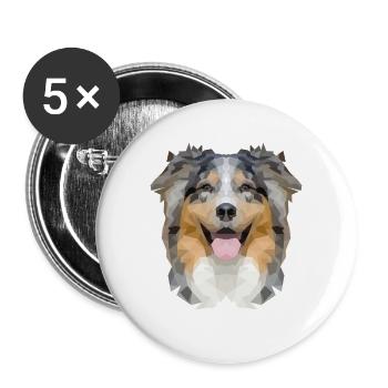 Flinker Australian Shepherd Hütehund - Buttons groß 56 mm (5er Pack) - Weiß - Vorne