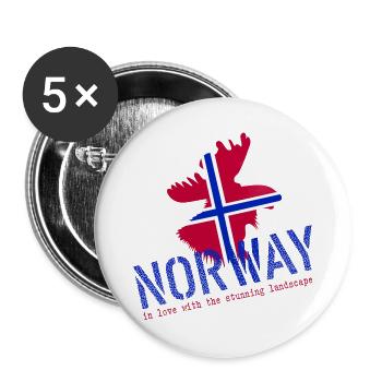 Norwegen Norge Elch - Buttons groß 56 mm (5er Pack) - Weiß - Vorne