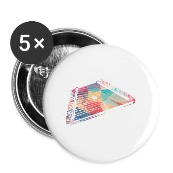 Schwungvolles Hackbrett Volksmusik - Buttons groß 56 mm (5er Pack) - Weiß - Vorne