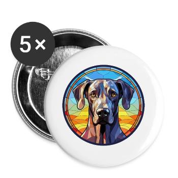 Deutsche Dogge Hunderasse Aquarellglas - Buttons groß 56 mm (5er Pack) - Weiß - Vorne