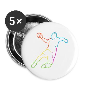Handball bunt Handballspieler Jungen Handballer - Buttons groß 56 mm (5er Pack) - Weiß - Vorne